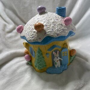 9 x 9” Hand painted Easter Cottage Ceramic Display